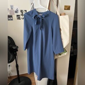 h&m blue mini/midi dress size 2 with bow